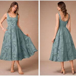 AZAZIE Alba Pleated Midi Dress in Powder Blue Size 16